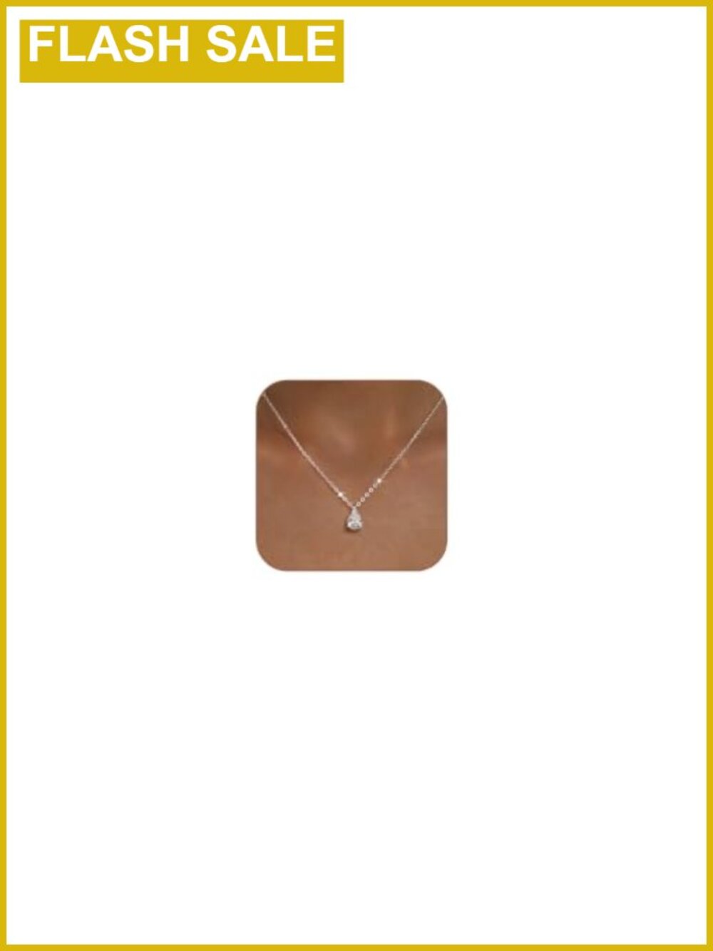 Sterling Silver Plated Teardrop Pendant Necklace Cubic Zirconia Dainty